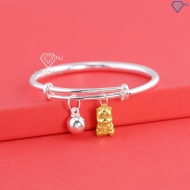 Quà đầy tháng cho bé lắc bạc cho sơ sinh khắc tên ngựa vàng LTT022