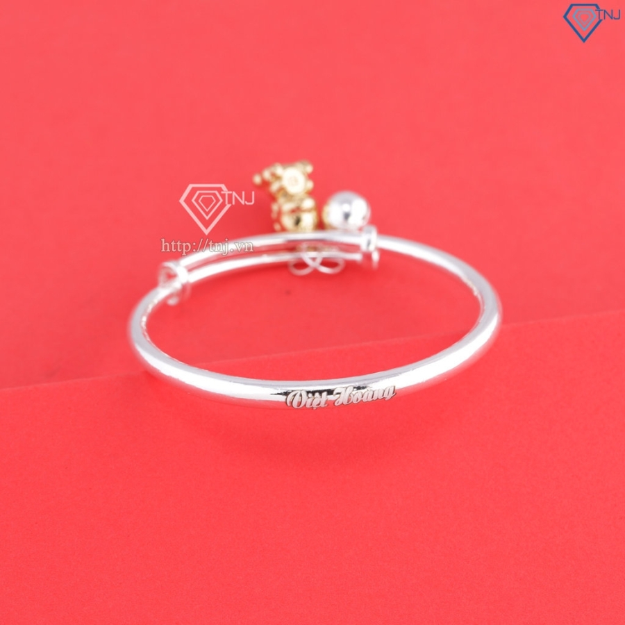 Quà đầy tháng cho bé lắc bạc cho sơ sinh khắc tên ngựa vàng LTT022