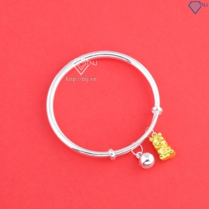 Quà đầy tháng cho bé lắc bạc cho sơ sinh khắc tên ngựa vàng LTT022