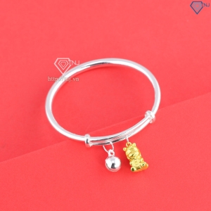 Quà đầy tháng cho bé lắc bạc cho sơ sinh khắc tên ngựa vàng LTT022