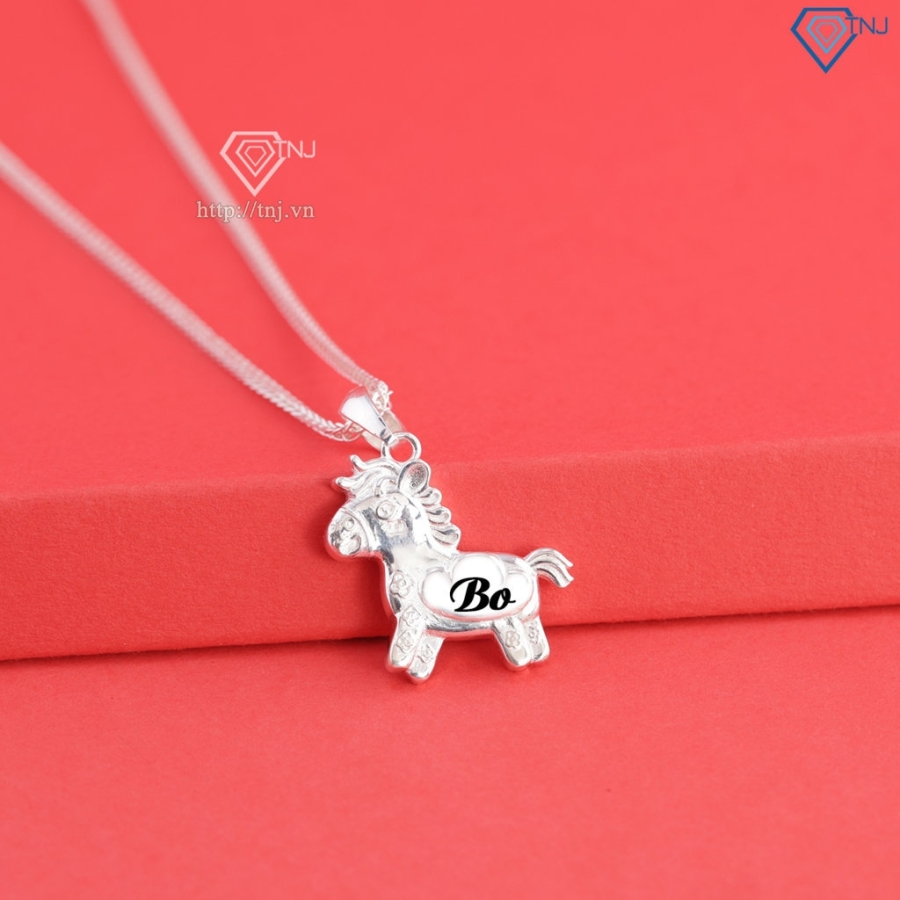 Dây chuyền cho bé hình con ngựa bạc khắc tên DCT0137- Trang Sức TNJ