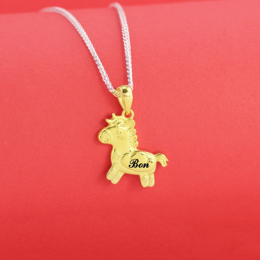 Dây chuyền cho bé hình con ngựa vàng khắc tên DCT0137