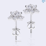 Bông tai bạc nữ mặt bông tuyết đính đá xi kim chốt ren BTNXK0019