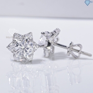 Bông tai bạc nữ mặt bông tuyết đính đá xi kim chốt ren BTNXK0019