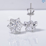 Bông tai bạc nữ mặt bông tuyết đính đá xi kim chốt ren BTNXK0019