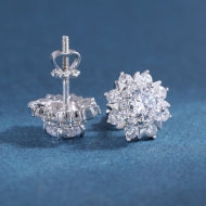 Bông tai bạc nữ cao cấp đính đá xi kim chốt ren BTNXK0020