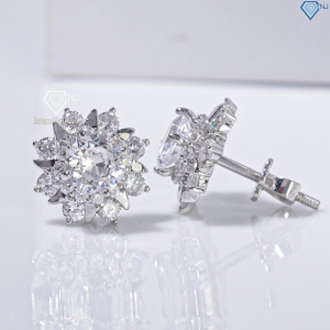 Bông tai bạc nữ cao cấp đính đá xi kim chốt ren BTNXK0020