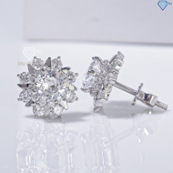 Bông tai bạc nữ cao cấp đính đá xi kim chốt ren BTNXK0020