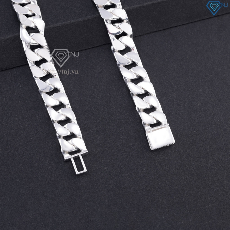 Lắc tay bạc nam mắt xích Cuban không đính đá 10mm LTA0237