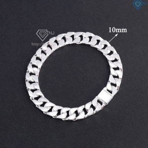 Lắc tay bạc nam mắt xích Cuban không đính đá 10mm LTA0237