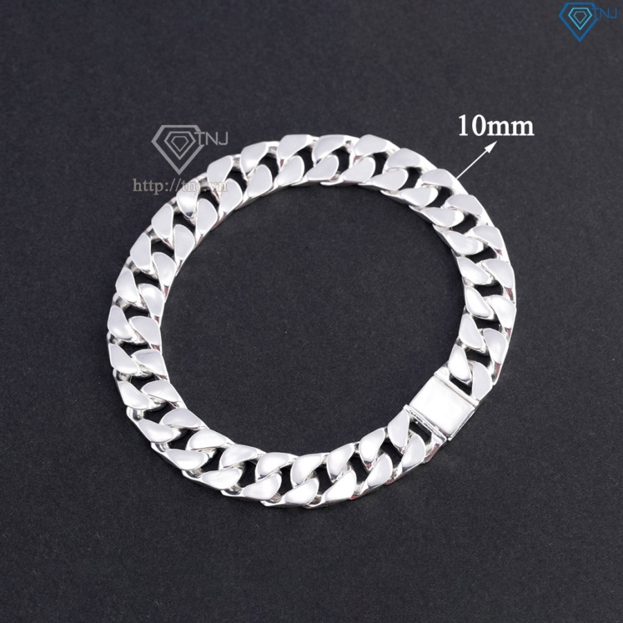 Lắc tay bạc nam mắt xích Cuban không đính đá 10mm LTA0237