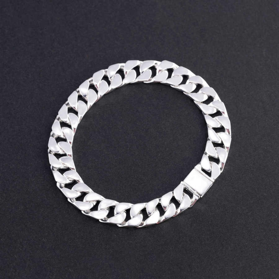 Lắc tay bạc nam mắt xích Cuban không đính đá 10mm LTA0237