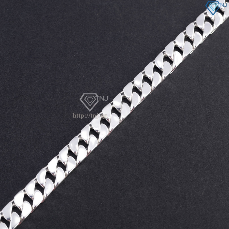 Lắc tay bạc nam mắt xích Cuban không đính đá 10mm LTA0237