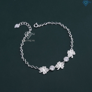 Quà valentine cho bạn gái lắc tay bạc nữ hình cỏ 4 lá may mắn LTN0173