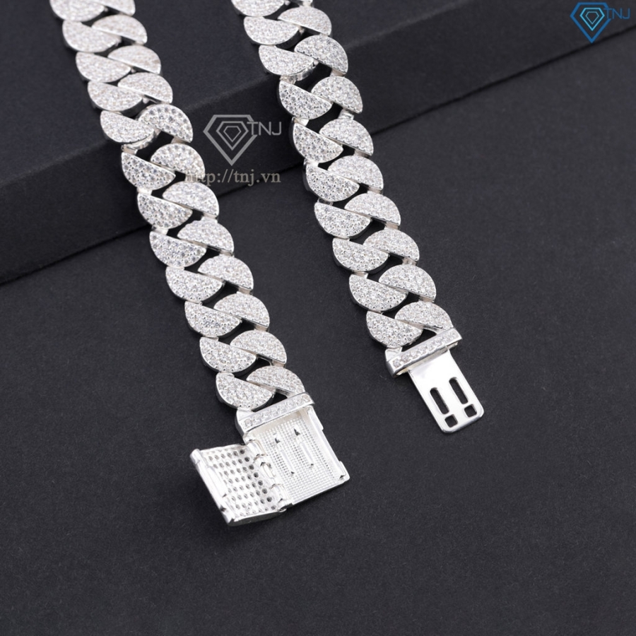 Lắc tay Cuban dạng mắt tròn đính đá phiên bản 11mm LTA0238