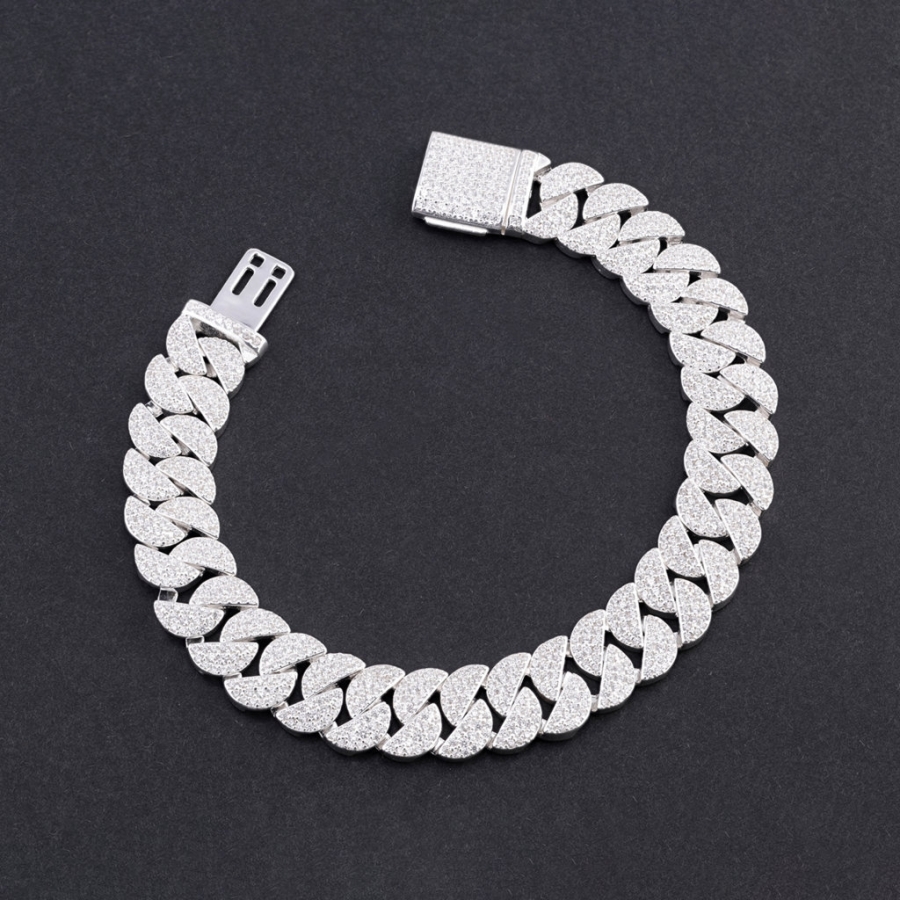 Lắc tay Cuban dạng mắt tròn đính đá phiên bản 11mm LTA0238