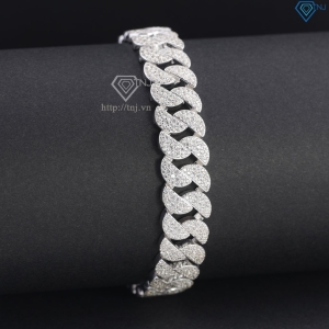 Lắc tay Cuban dạng mắt tròn đính đá phiên bản 11mm LTA0238