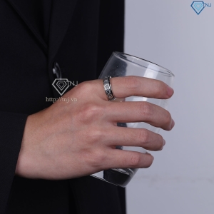 Nhẫn bạc nam Om Mani Padme Hum xoay bản nhỏ xi thái NNA0883-XT