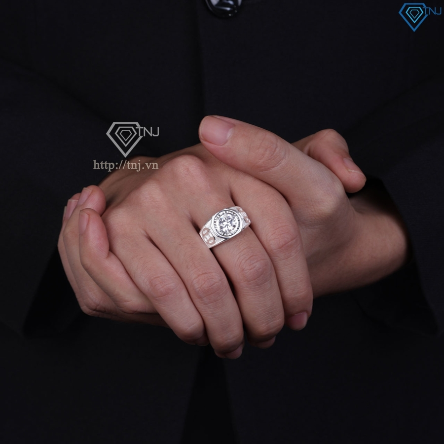 Nhẫn bạc nam hình kim tiền đính đá NNA0895- Trang Sức TNJ