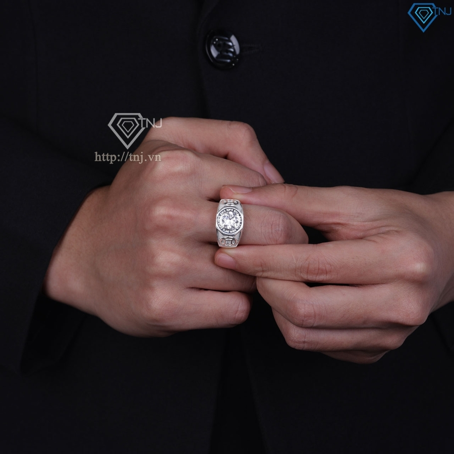 Nhẫn bạc nam hình kim tiền đính đá NNA0895- Trang Sức TNJ