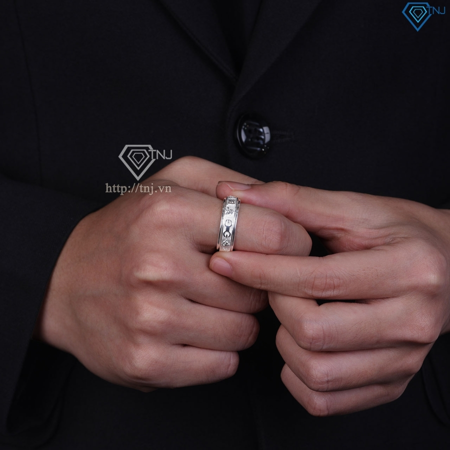 Nhẫn bạc nam Om Mani Padme Hum xoay bản nhỏ NNA0883 - Trang sức TNJ
