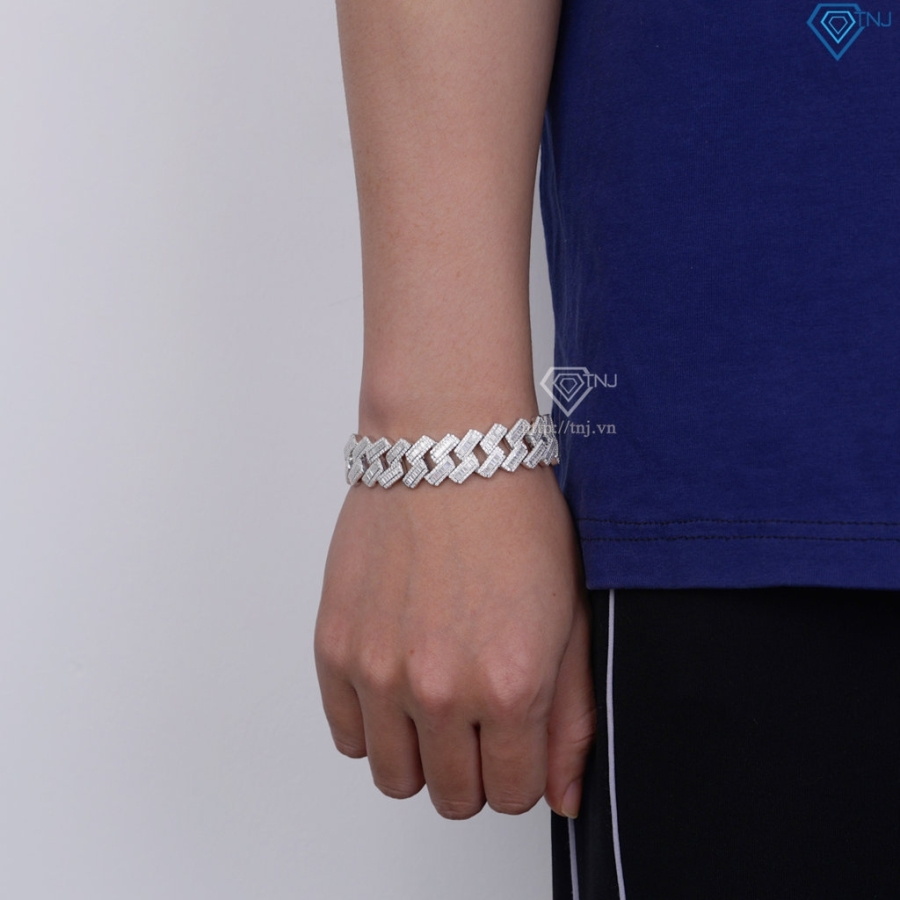 Lắc tay nam Cuban đính full kim cương Moissanite cao cấp LTAM0015