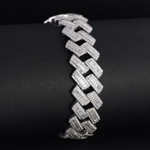 Lắc tay nam Cuban đính full kim cương Moissanite cao cấp LTAM0015