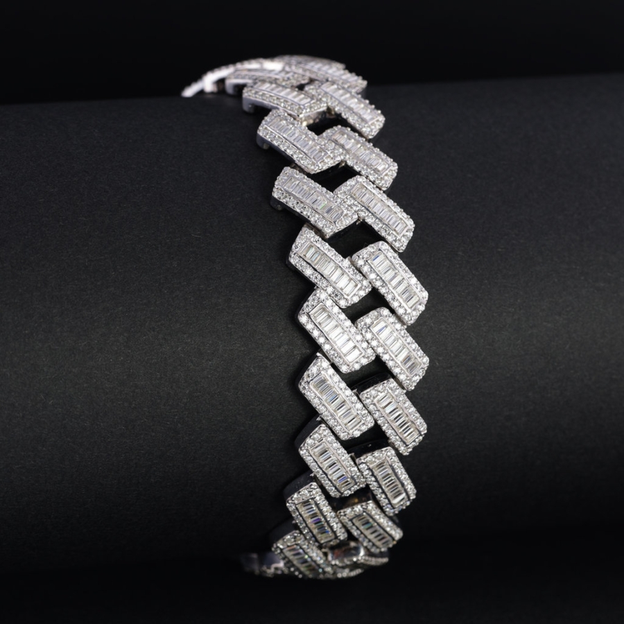 Lắc tay nam Cuban đính full kim cương Moissanite cao cấp LTAM0015