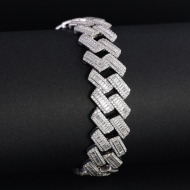 Lắc tay nam Cuban đính full kim cương Moissanite cao cấp LTAM0015