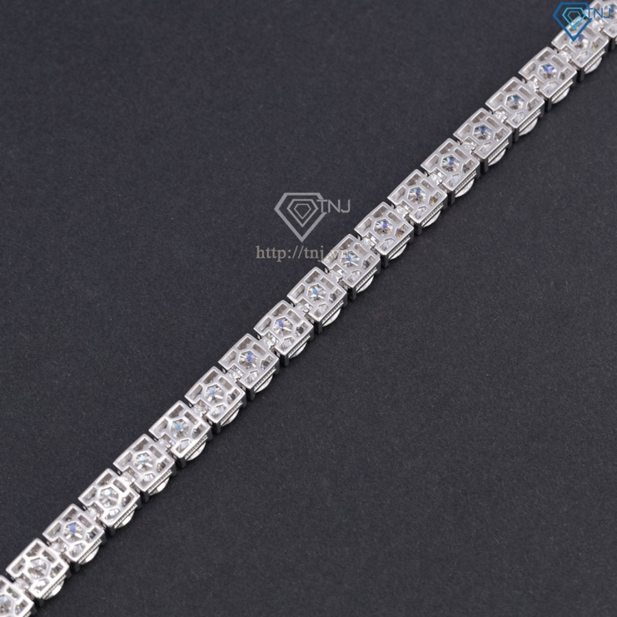 Lắc tay bạc nam Tennis đính full kim cương Moissanite 8mm LTAM0016