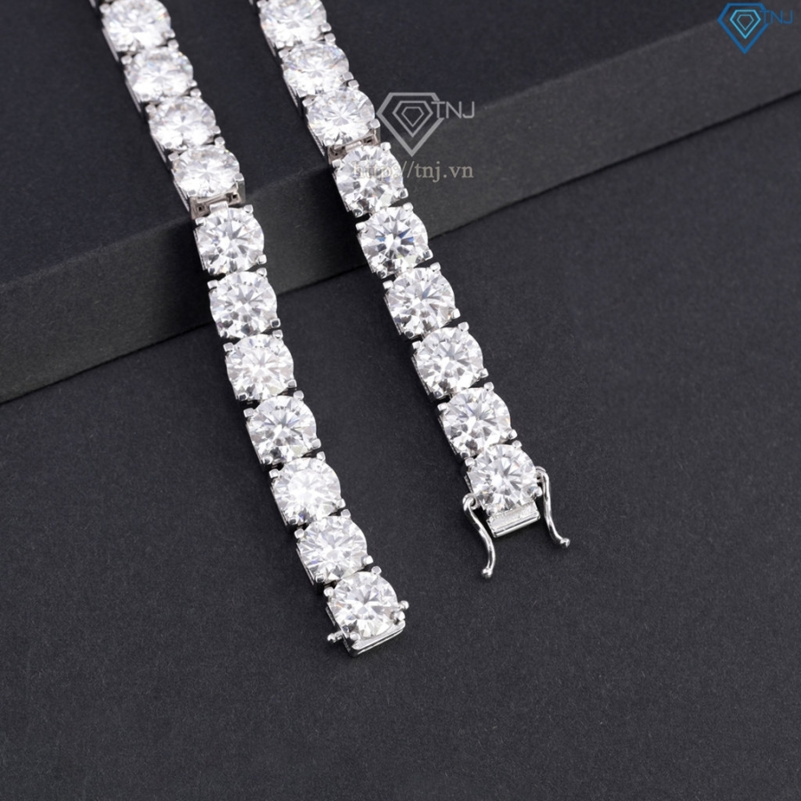 Lắc tay bạc nam Tennis đính full kim cương Moissanite 8mm LTAM0016