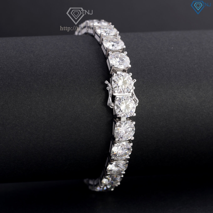 Lắc tay bạc nam Tennis đính full kim cương Moissanite 8mm LTAM0016