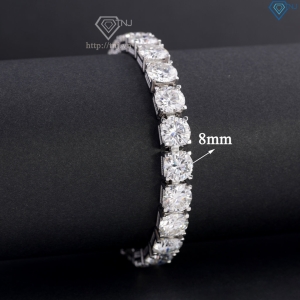 Lắc tay bạc nam Tennis đính full kim cương Moissanite 8mm LTAM0016