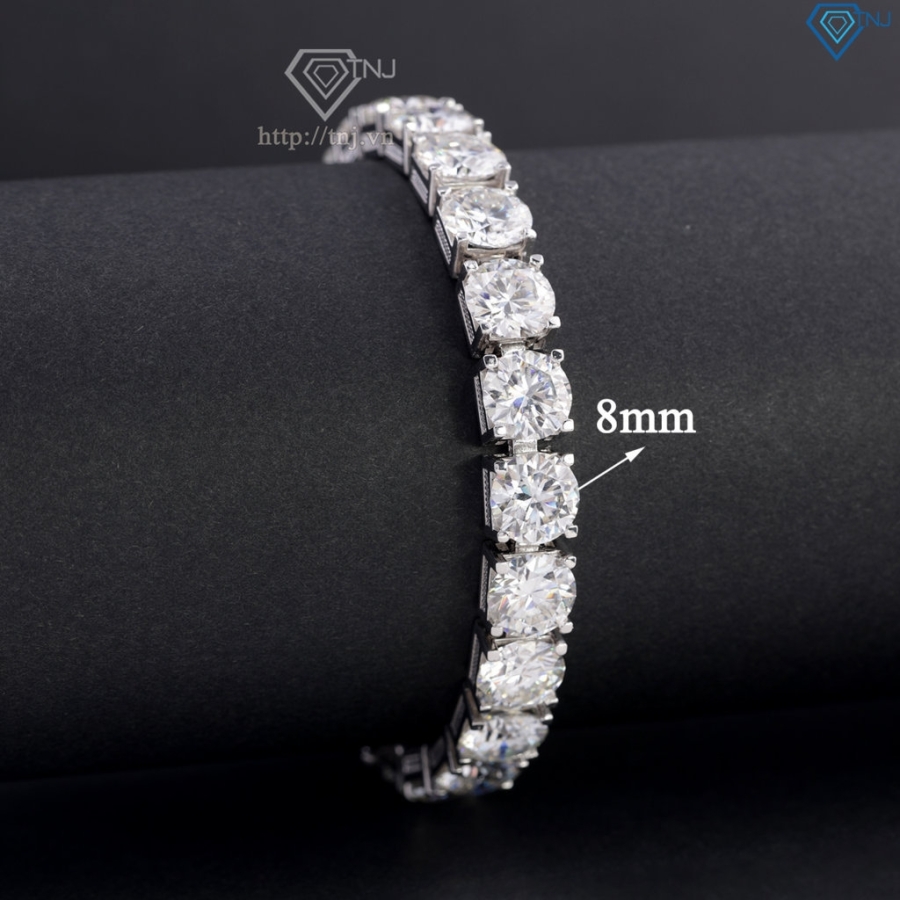 Lắc tay bạc nam Tennis đính full kim cương Moissanite 8mm LTAM0016