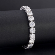 Lắc tay bạc nam Tennis đính full kim cương Moissanite 8mm - Kiểm định GRA LTAM0016