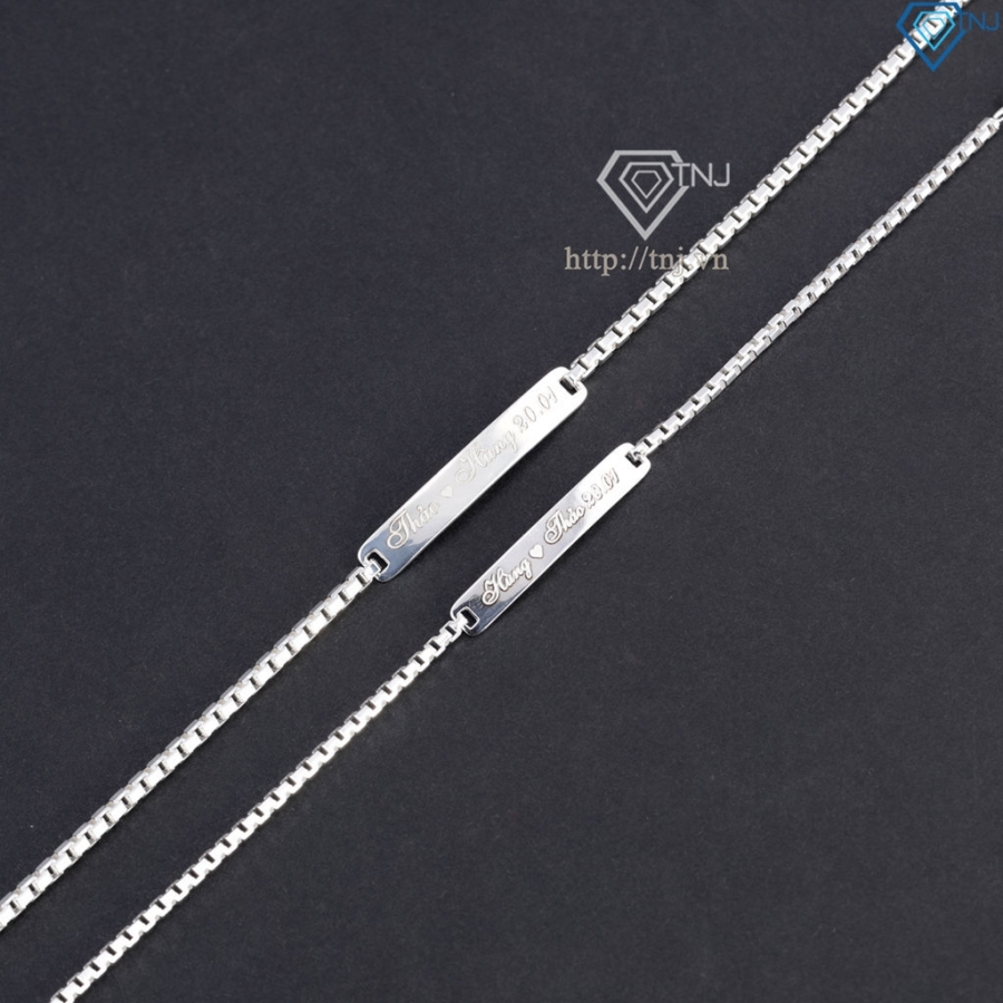 Vòng tay đôi bạc vòng tay cặp bạc khắc chữ cái theo yêu cầu LTD0067