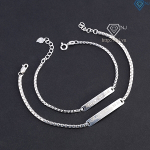 Vòng tay đôi bạc vòng tay cặp bạc khắc chữ cái theo yêu cầu LTD0067