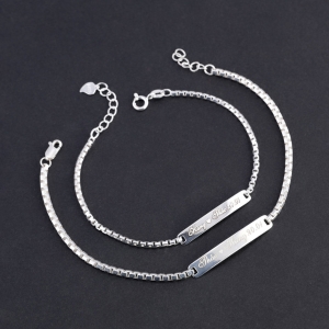 Vòng tay đôi bạc vòng tay cặp bạc khắc chữ cái theo yêu cầu LTD0067