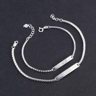 Vòng tay đôi bạc vòng tay cặp bạc khắc chữ cái theo yêu cầu LTD0067