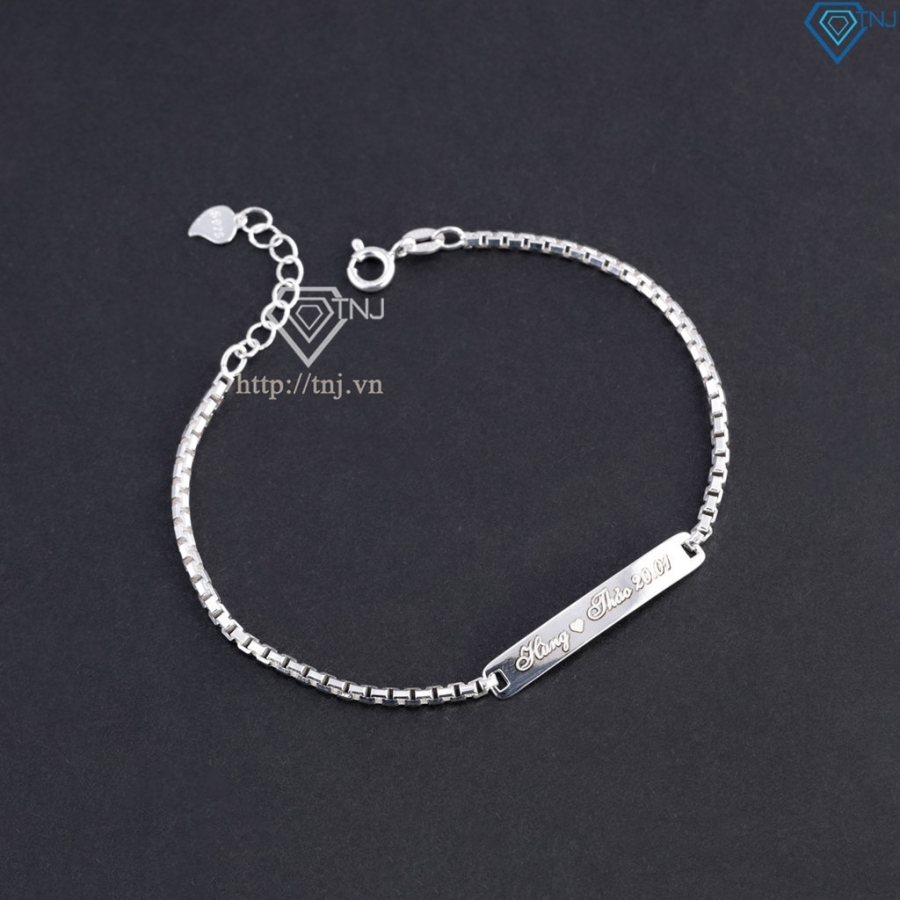 Vòng tay đôi bạc vòng tay cặp bạc khắc chữ cái theo yêu cầu LTD0067