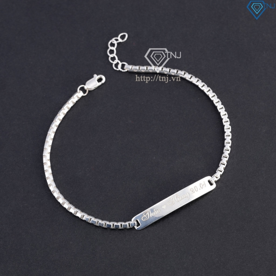 Vòng tay đôi bạc vòng tay cặp bạc khắc chữ cái theo yêu cầu LTD0067