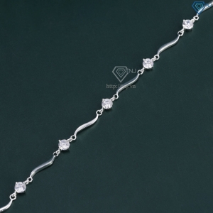 Lắc tay bạc nữ đính đá thiết kế uốn lượn tinh tế LTN0457