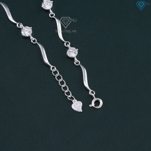Lắc tay bạc nữ đính đá thiết kế uốn lượn tinh tế LTN0457