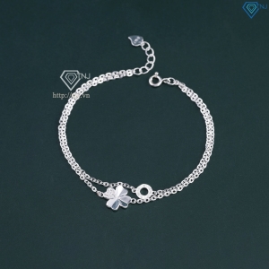 Lắc tay bạc nữ cỏ 4 lá may mắn dây kép LTN0459 - Trang Sức TNJ