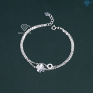 Lắc tay bạc nữ cỏ 4 lá may mắn dây kép LTN0459 - Trang Sức TNJ