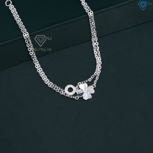 Lắc tay bạc nữ cỏ 4 lá may mắn dây kép LTN0459 - Trang Sức TNJ