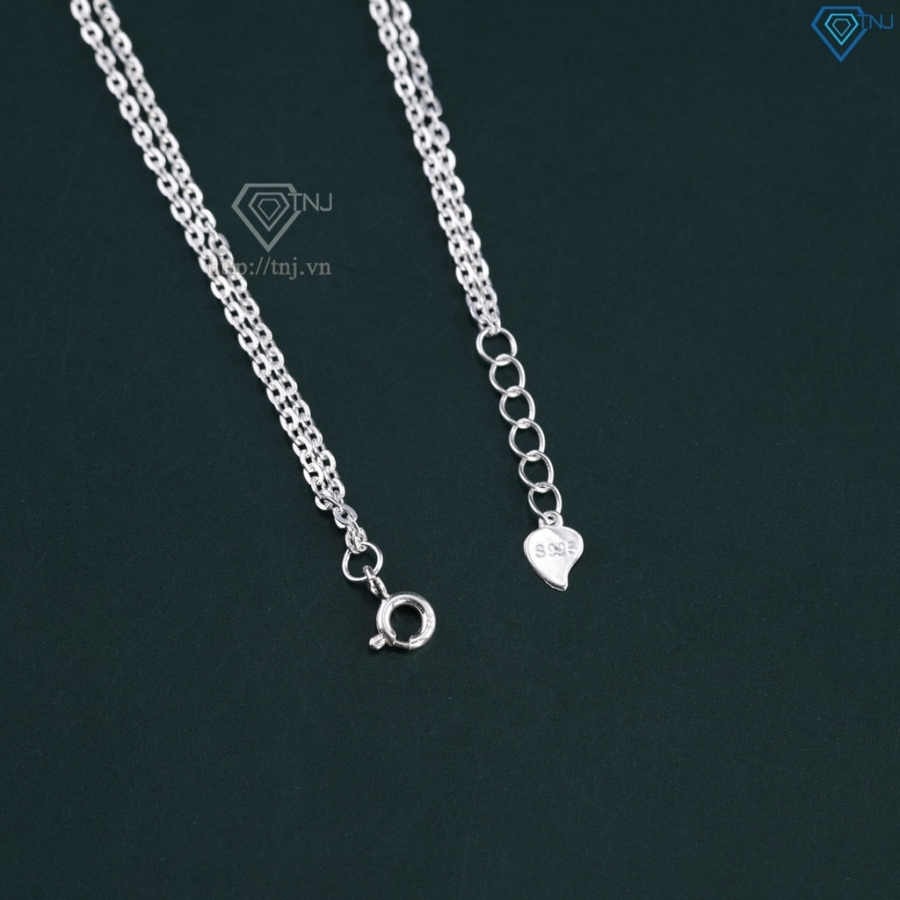 Lắc tay bạc nữ cỏ 4 lá may mắn dây kép LTN0459 - Trang Sức TNJ