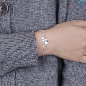 Lắc tay bạc nữ cỏ 4 lá may mắn dây kép LTN0459 - Trang Sức TNJ