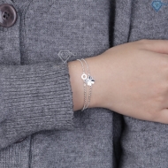 Lắc tay bạc nữ cỏ 4 lá may mắn dây kép LTN0459 - Trang Sức TNJ