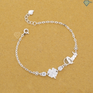Quà 8 3 cho người yêu lắc tay nữ hình cỏ 4 lá đính kim cương LTNM0022